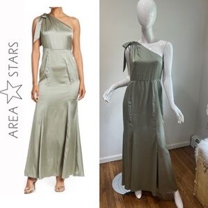 AREA STARS One Shoulder Bow Sateen Gown M